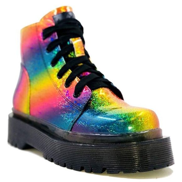 YRU Shoes - YRU Slayr Rainbow Multi combat boots size 8